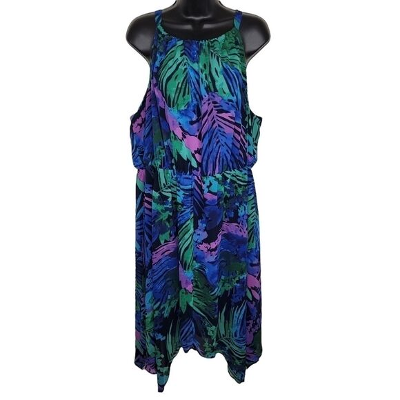Lane Bryant halter tropical print chiffon midi dress 18/20 - Picture 1 of 7